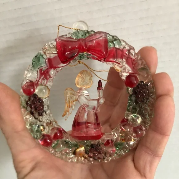 Vtg Colourful Angel Wreath Ornament - Picture 6 of 6